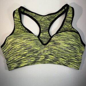 Pink by Victoria's Secret Molded Fixed Cup Push Up Sports Bra Size Med Green/blk